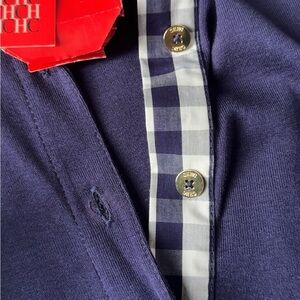 Carolina Herrera Navy and White Button-Up Shirt